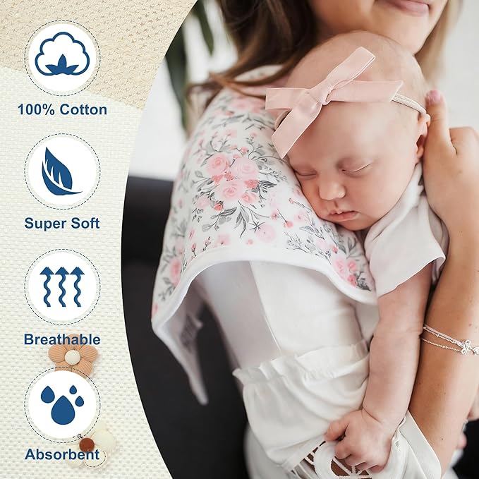 Hakochia Burp Cloths for Baby Boy & Girl Organic Cotton Large Unisex Burp Clothes Extra Absorbent Soft Neutral Burping Rags Spit Up Cloth Sets for Newborns 8 Pack
