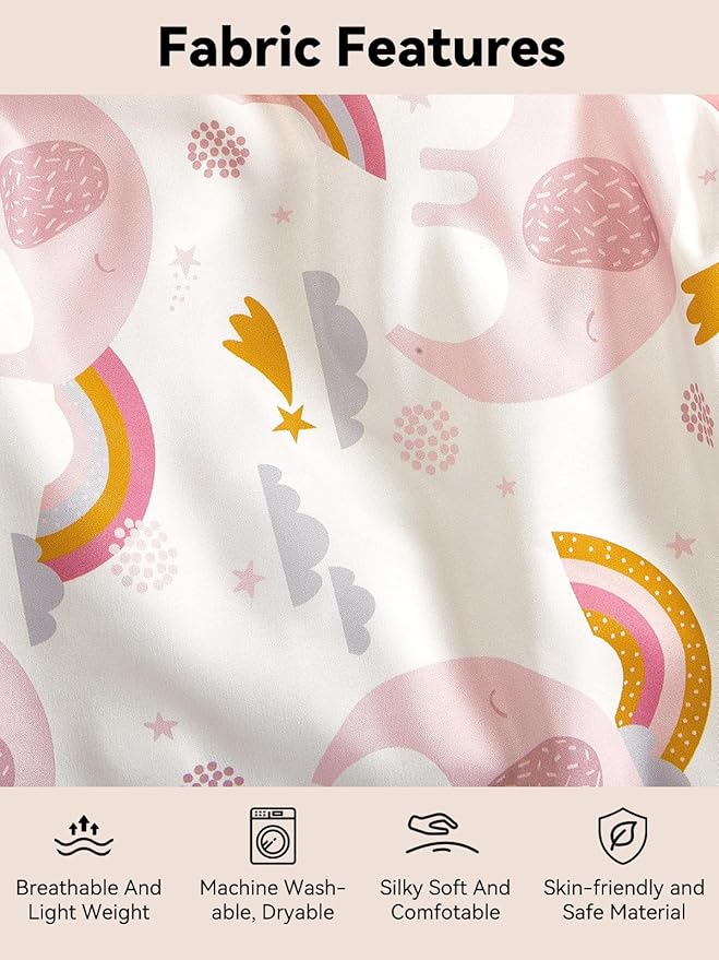 TILLYOU Baby Crib Sheets for Boys Girls, Super Soft Toddler Bed Sheets, 2 Pack Sheets for Standard Crib Mattress 28x52in, Rainbow Elephant