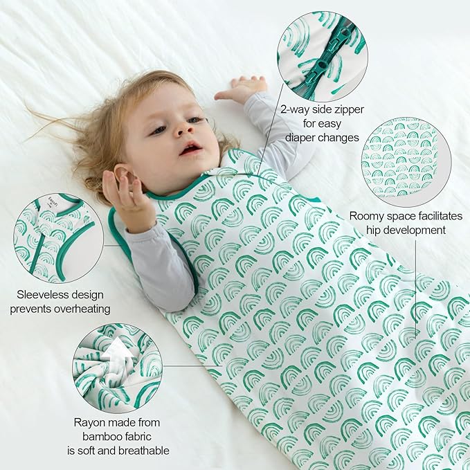 EasyFi Rayon Made from Bamboo Sleep Sack 0-6 Months Supersoft Newborn Sleep Sack 0-3 Months 1.0 Tog Baby Wearable Blanket With 2-Way Zipper Unisex Sleeping Bag for Babies Infant
