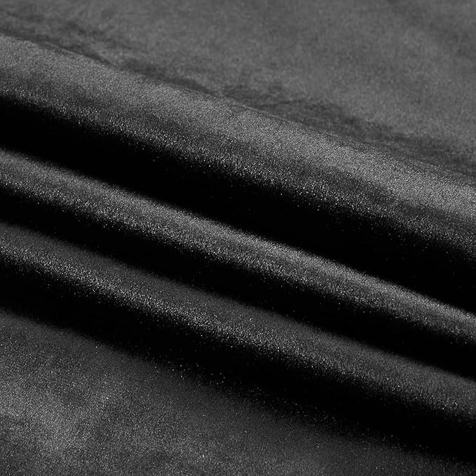 PRIMROSE Black Curtains 102 inch for Living Room Velvet Drapes Blackout Rod Pocket Back Tab Window Treatment Semi Room Darkening Decor Curtains for Bedroom Set of 2 Panels