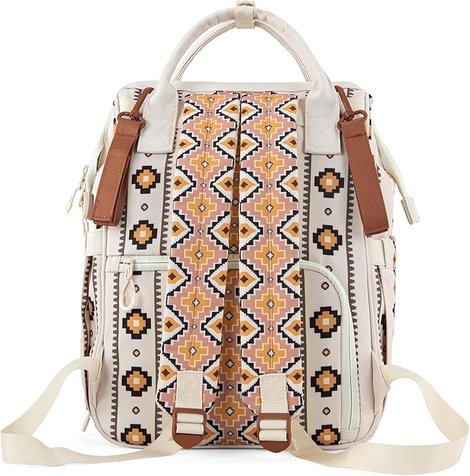 Montana West Wrangler Diaper Bag Backpack Aztec Travel Backpack Purses Western Multi-Function Baby Bags for Mom with Waterproof Insulated Pockets