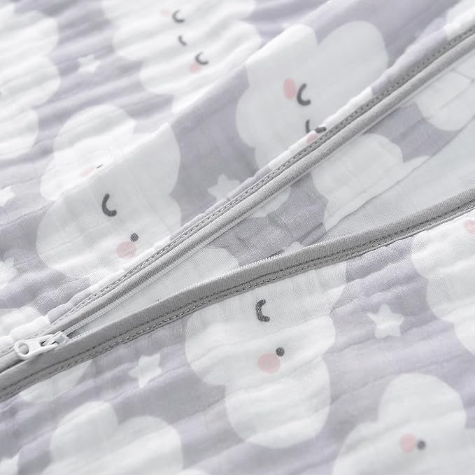 TADO MUSLIN Baby Sleep Sack 2-4 T Baby Wearable Blanket 100% Organic Cotton 0.5 TOG Toddler Sleep Sacks 2- Way Zipper Soft 4 Layers Muslin 2T 3T 4T Cloud