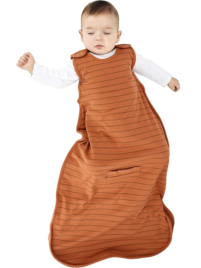 Woolino Merino Wool & Organic Cotton Baby Sleep Sack 2-24 Months – Ultimate 4-Season Baby Sleeping Bag, Universal Size Wearable Blanket, 2-Way Zipper & Adjustable Fit, Year-Round Use - Rust