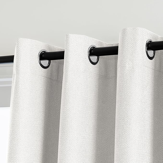 PrinceDeco Blackout Curtains for Bedroom – 100% Light Blocking Thermal Insulated Curtains 84 inch Length, Noise Reducing Energy Saving Drapes for Living Room,Nursery,2 Panels,55" W x84 L,Ivory