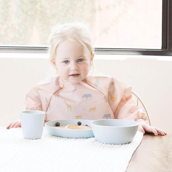 Tiny Twinkle Long Sleeve Bib for Babies & Toddlers | Waterproof Smock Bib for Eating | Machine Washable & Mess-Proof Feeding Essentials | Newborn Shower Gift (Petite Safari, 6–24M)
