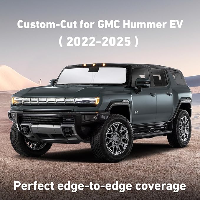 Econour Windshield Sunshade for GMC Hummer EV 2022-2023 2024 2025, Sun Visor for Front Windshield & Window Sun Shade Cover, UV Heat Blocker & Protector, Car Accessories