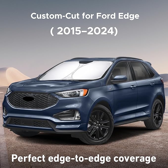 Econour Windshield Sunshade for Ford Edge 2015-2022 2023 2024, Sun Visor for Front Windshield & Window Sun Shade Cover, UV Heat Blocker & Protector, Car Accessories