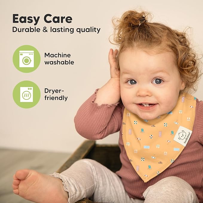 KeaBabies 8-Pack Organic Baby Bandana Bibs for Boys, Girls - Super Absorbent Triangle Baby Bibs for Drooling and Teething Infant, 100% Cotton Extra Soft for Newborn, Infant 0-36 Months (Mesozoic)