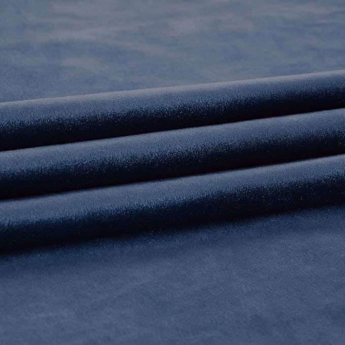 PRIMROSE Navy Blue Velvet Curtains 120 inch Long for Living Room,Set of 2 Panels Blackout Rod Pocket Back Tab Window Treatment Room Darkening Heavy Decorative Curtains Drapes for Bedroom