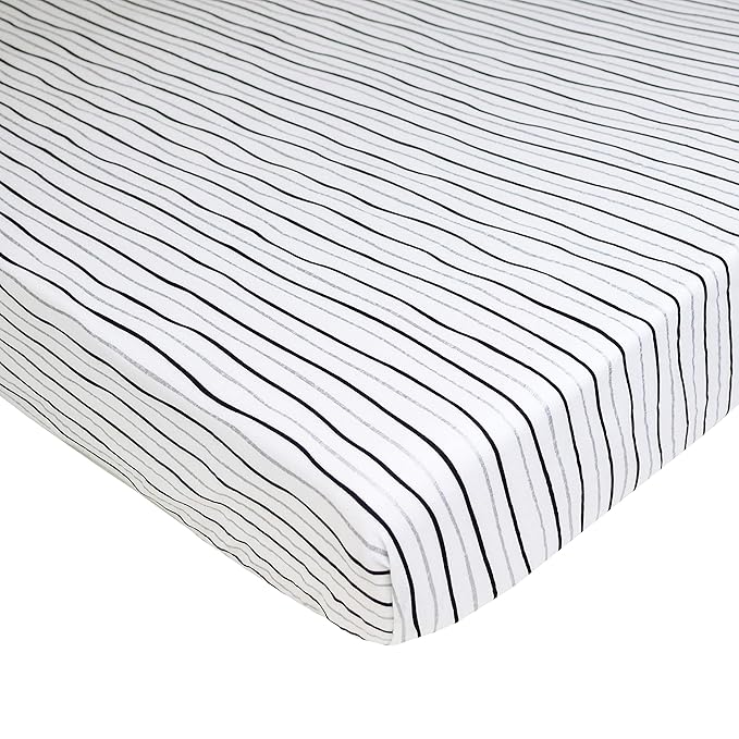 American Baby Company 2 Pack 100% Natural Cotton Fitted Crib Sheets 52" x 28" - Soft, Breathable, Hypoallergenic & Gentle Toddler Bed Sheets, Silver Black Arrow and Stripes, Neutral for Boys & Girls