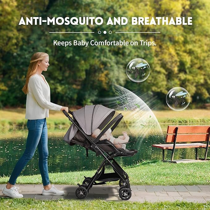 Bemece Universal Baby Stroller Mosquito Net, Durable Mosquito for Stroller with Two-Way Zippers & Storage Bag, Breathable & Foldable Mosquito Nets, Perfect Bug Net for Strollers
