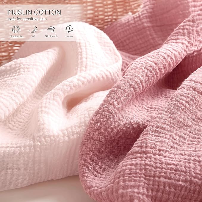 lulumoon Pack and Play Sheets for Girls: Soft Muslin Cotton for Playard Mattress - Stretchy Snug Fit for Guava Family Pack n Play