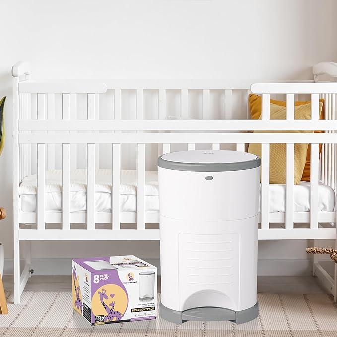 BabiesRefresh Refills Compatible with DEKOR CLASSIC Diaper Pail Refills | 8 Pack | Diaper Pail Odor Eliminator| Fresh Powder Scent | Each Diaper Bag Refill Holds up to 3960 Diapers | Diaper bin refill