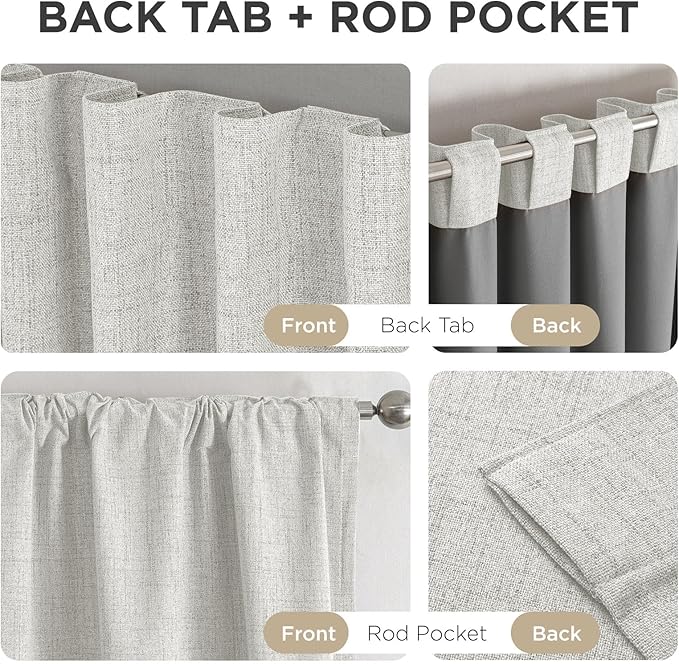 Joydeco Linen Blackout Curtains for Bedroom - 100% Light Blocking 1 Panels, White Drapes 70" W x 90" L, Thermal Insulated Room Darkening Curtains for Living Room, Rod Pocket & Back Tabs