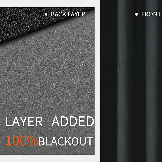 Joydeco Blackout Room Divider Curtains, Extra Wide Sliding Door Drapes Living Room Curtains, Black 1 Panel 70W x 90L Inch Patio Door Drapes for Room Privacy