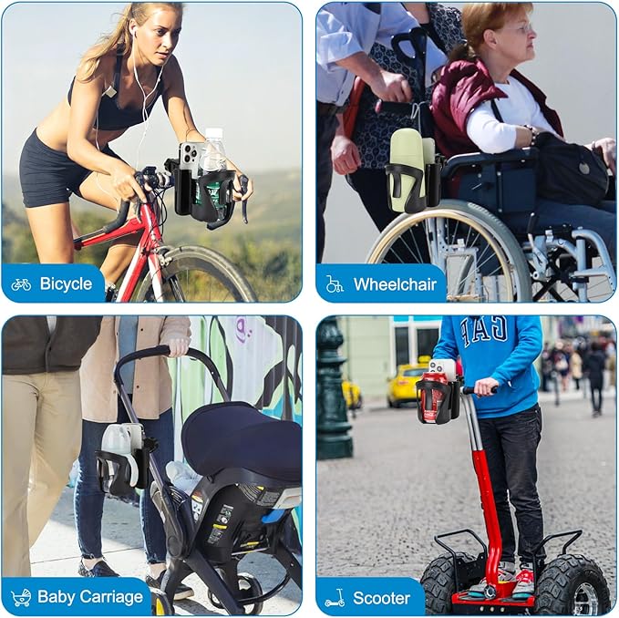 Accmor 2-in-1 Walker Cup Holder with Phone Holder, Wheelchair Cup Holder, Rollator Cup Holder, Cup Phone Holder for Walker, Wheelchair, Rollator, Mobility Scooter