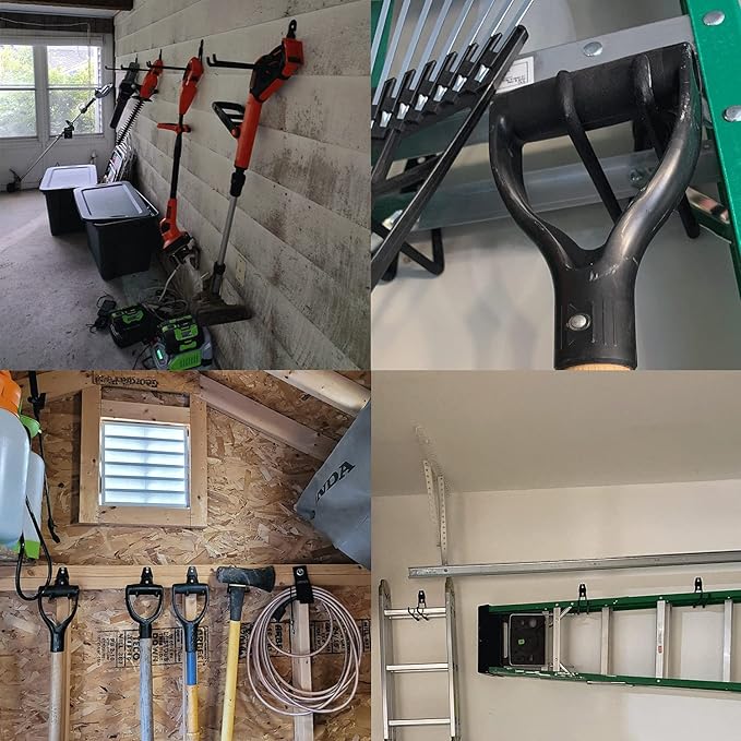 Garage Storage Hooks - 7.5 Inch Long Wall Mount Hanger, Garage Organizer Heavy Duty Utility Hooks for Ladder, Ski, Chairs, Garden Tool, Bulk Items