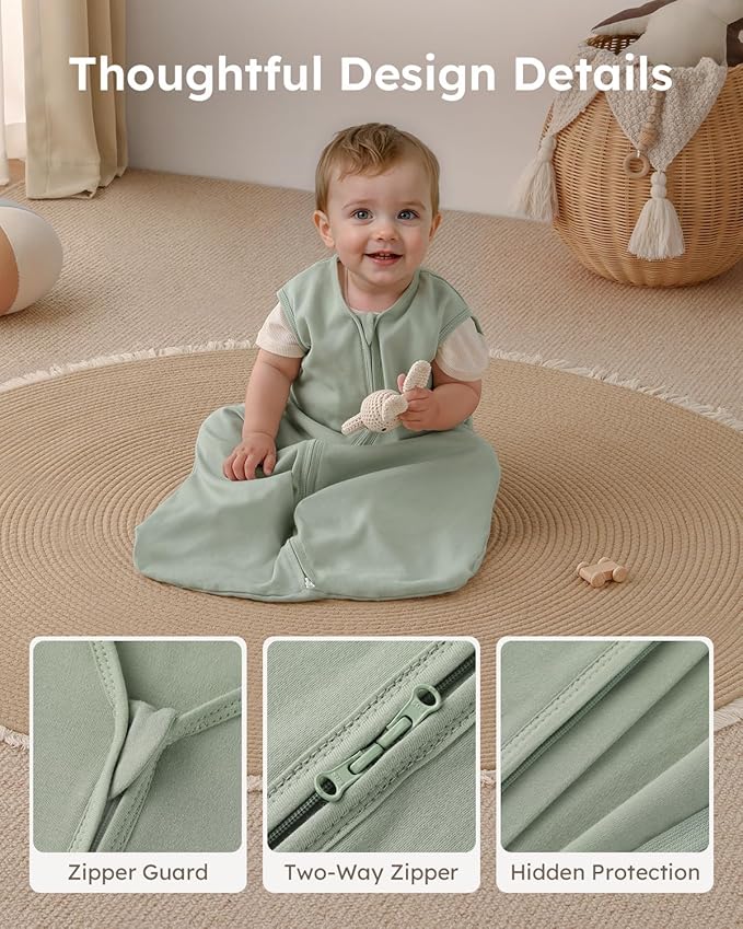 Yoofoss Baby Sleep Sack 12-18 Months Baby Wearable Blanket 100% Organic Cotton 2-Way Zipper TOG 0.5 Toddler Sleeping Sack 3 Pack, Comfy Soft Lightweight