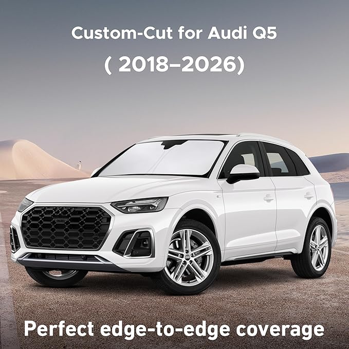 Econour Windshield Sunshade for Audi Q5 2018-2024 2025 2026, Sun Visor for Front Windshield & Window Sun Shade Cover, UV Heat Blocker & Protector, Car Accessories