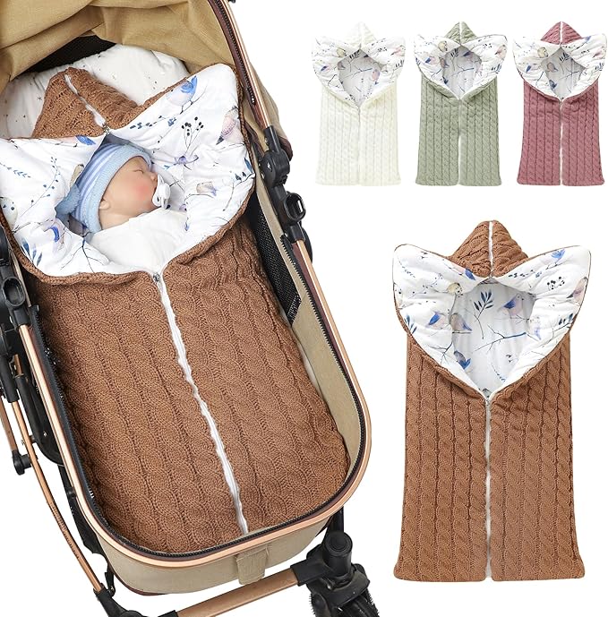 Yanmucy Baby Swaddle Blanket Multifunction Wrap Knitted Sleeping Bag Newborn Baby Receiving Blankets Stroller Wrap for 0-12 Months (Coffee)