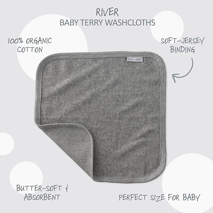 River 10-Pack Baby Terry Washcloths 100% Organic Cotton Absorbent for Baby and Toddler Boys & Girls, Stone Ombre Rainbow, One Size