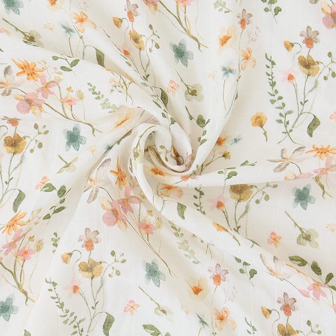 LifeTree Baby Swaddle Blankets, Muslin Swaddle Blankets Boys Girls Swaddling Wrap Receiving Blanket for Newborn, 70% Viscose Bamboo and 30% Cotton, Large 47" x 47", WildFloral Pattern