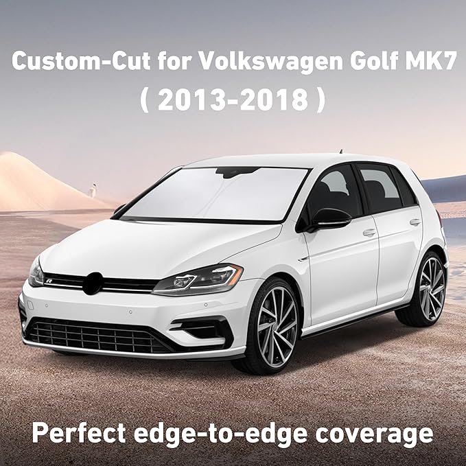 Econour Windshield Sunshade for Volkswagen Golf MK7 2013-2016 2017 2018, Sun Visor for Front Windshield & Window Sun Shade Cover, UV Heat Blocker & Protector, Car Accessories