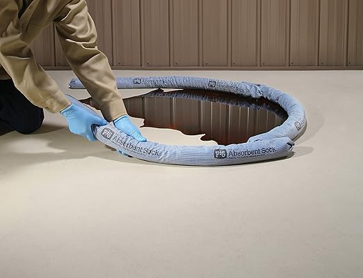 PIG Blue Absorbent Sock | Form Barrier & Prevent Spills | Absorbs up to 95 oz per Sock | ext. Dia. 3" x 4' L | 40 Count | 4048