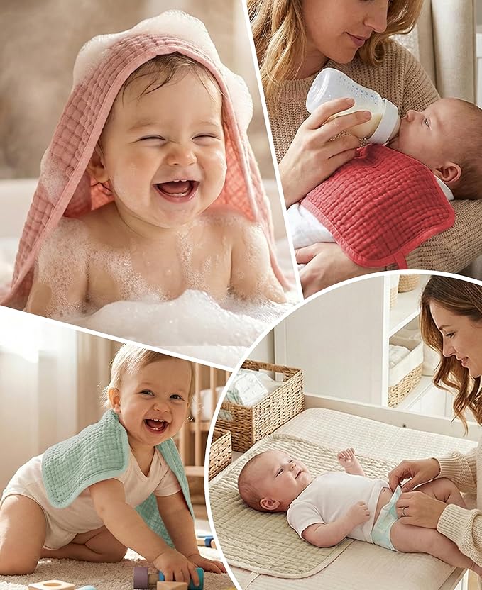 TRYISDICDVC 14Pack Muslin Baby Burp Cloths 100% Cotton 20"X10" Soft Absorbent Quick Drying Newborn Drool Baby Face Washcloths