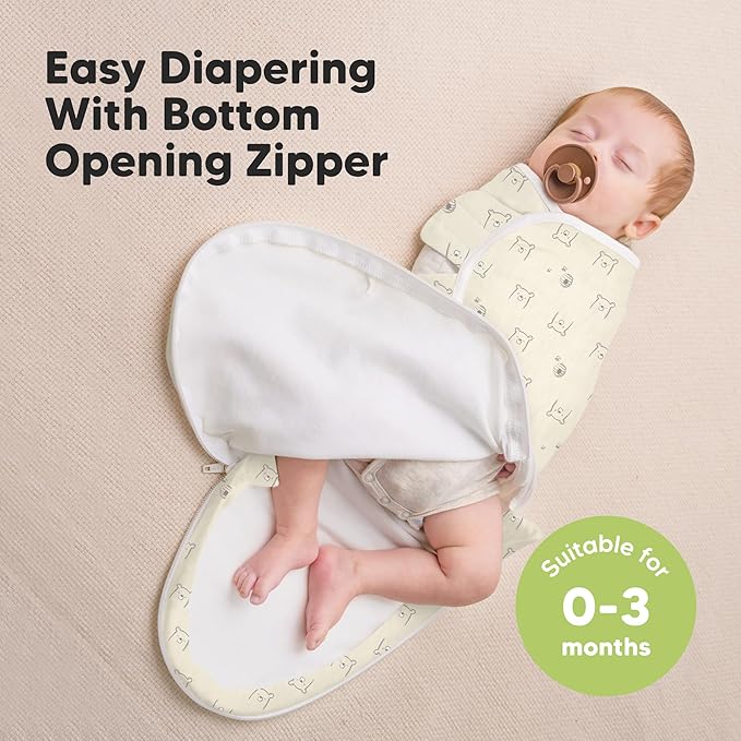 Baby Swaddle Sleep Sacks with Zipper - 3-Pack Swaddles for Newborns 0-3 Months, Infant, Baby Girls, Boys, Soft & Durable Newborn Sleep Sack, Easy Diaper Change Swaddling Blanket (Bumble Bear)