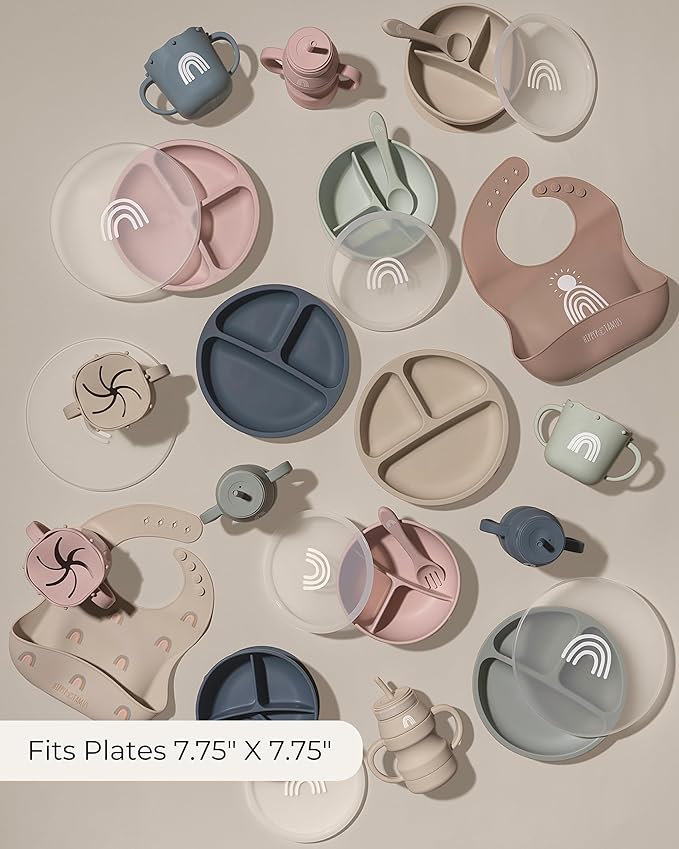 Hippypotamus Lids for Toddler Plates - Fits Silicone Baby Plates 7.75 in. Diameter - BPA Free - Set of 3 (Clear Lids)