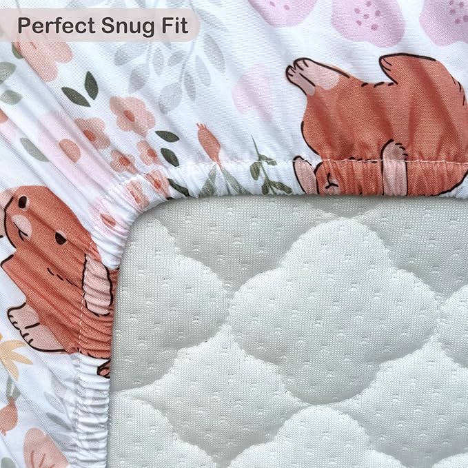 4 Pack Pack and Play Fitted Sheets 26” x 38”, Compatible with Graco Pack n Play Playard Crib, Soft and Skin-Friendly, Pink
