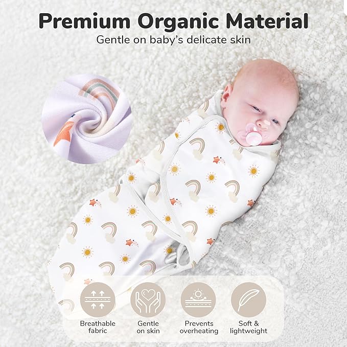 Mama Cheetah Baby Swaddle Sack, Organic Cotton Swaddle Blanket, Adjustable Swaddle Sleep Sacks, Easy Swaddles for Boy Girl 0-3 Month, Baby Essentials, 3-Pack