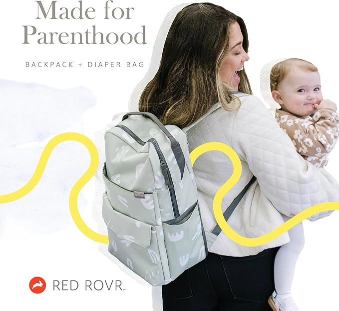 RED ROVR Roo Lightweight 1 LB Diaper Bag Backpack | 11 organizational pockets| Durable & Water-Resistant (Truffle Doodle)