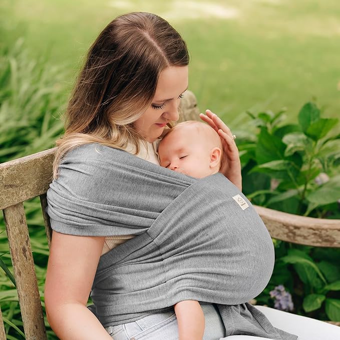 KeaBabies Baby Wrap Carrier Ring Sling - Easy to Wear, Adjustable D-Lite Baby Carrier Newborn to Toddler, Infant Carrying Shirt, Hands Free Bonding, Breathable Fabric Wearing Wrap (Powder Blue)