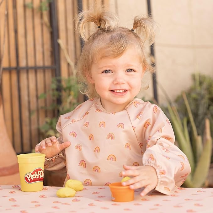 Tiny Twinkle Long Sleeve Bib for Babies & Toddlers | Waterproof Smock Bib for Eating | Machine Washable & Mess-Proof Feeding Essentials | Newborn Shower Gift (Boho Rainbow, 2-4Y)