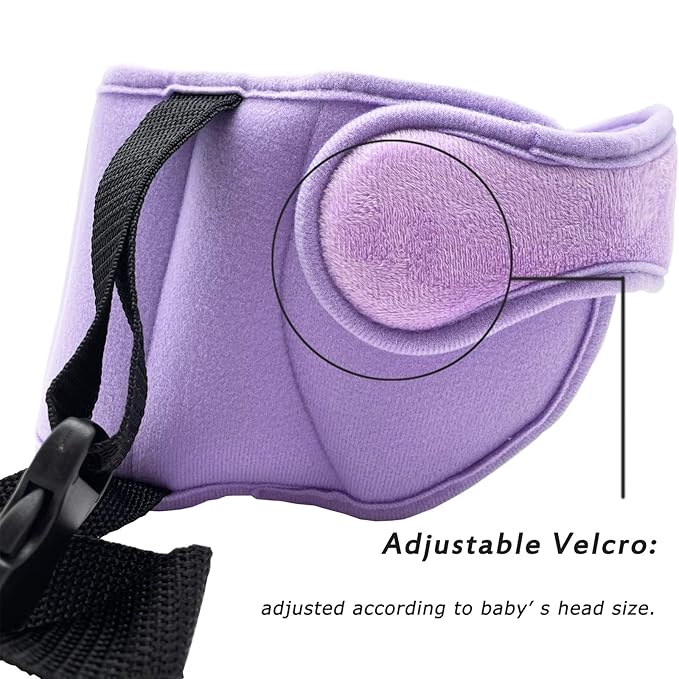 Adjustable Baby Car Seat Head Support Band, Baby Safety Car Seat Neck Relief Hold, Comfortable Head Hold Head Strap for Baby, Kids, Children, Purple