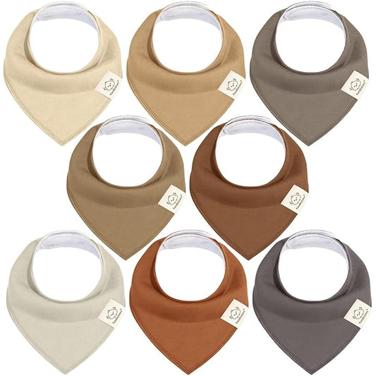 KeaBabies 8-Pack Organic Baby Bandana Bibs for Boys, Girls - Super Absorbent Triangle Baby Bibs for Drooling and Teething Infant, 100% Cotton Extra Soft for Newborn, Infant 0-36 Months (Terracotta)