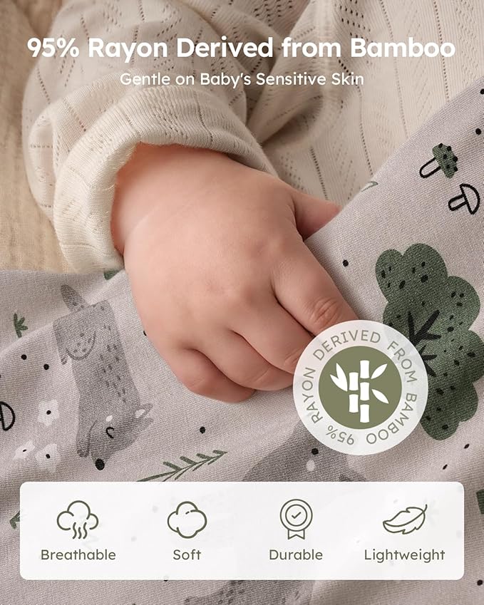 Yoofoss Rayon Made from Bamboo Baby Sleep Sack 0-6 Months 1.0 Tog Baby Wearable Blanket, Super Soft Infant Toddler Sleeping Sack 2-Way Zipper