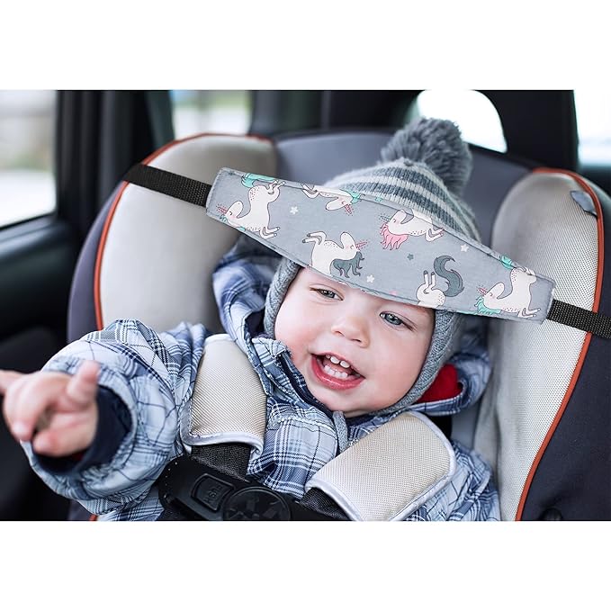 HESTYA 2 Pieces Baby Carseat Head Support Band Strap Headrest Stroller Seat Sleeping Headrest Neck Relief Head Strap Headband for Kids Children Toddler Infant(Unicorn)