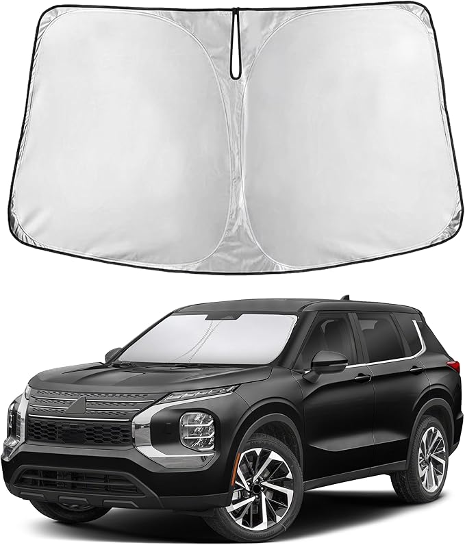 EcoNour Windshield Sun Shade Compatible for Mitsubishi Outlander 2022-2026 Front Window Sunshade Foldable Sun Visor UV & Heat Blocking Protection