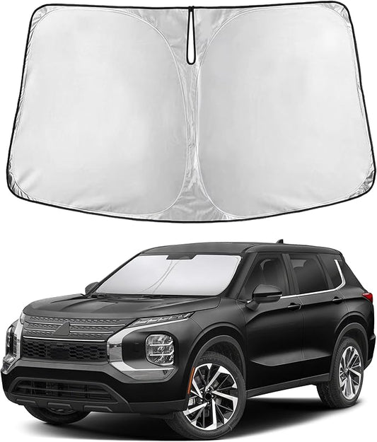 EcoNour Windshield Sun Shade Compatible for Mitsubishi Outlander 2022-2026 Front Window Sunshade Foldable Sun Visor UV & Heat Blocking Protection