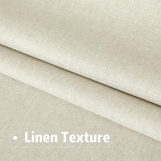 DUALIFE Cream Beige Linen Blackout Curtains 132 Inch Length 2 Panels Set for Living Room Bedroom Back Tab Thermal Insulated 100% Black Out Linen Drapes 11 ft Window Curtains 132 Inches Long