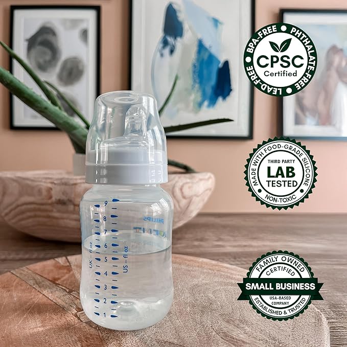 Sippy Spout Nipples for Philips Avent Anti-Colic Baby Bottles, Lansinoh, MAM & Evenflo Wide-Neck Baby Bottles, 4-Count, Soft Spout, Food Grade Silicone, Variable Flow, Spill-Proof, BPA-Free, 4+ Months