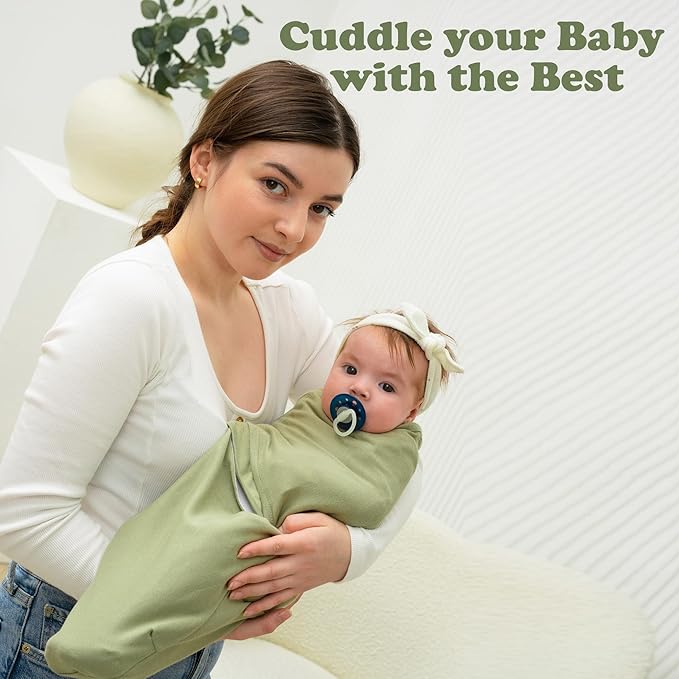 Bublo Baby Swaddles for Newborns – 3-Pack Infant Swaddles 3-6 Months – Adjustable Swaddle Sleep Sack – Soft Organic Cotton Baby Wrap for Safe & Cozy Sleep (Pastel Green)