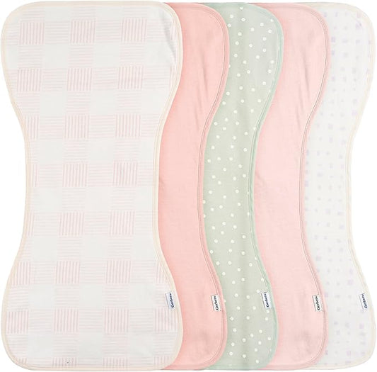 Gerber Baby Unisex Burp Cloths, Pink, Size 10.5" x 21" (Pack of 60)
