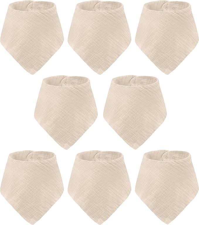 LILY O LAUREL Muslin Baby bibs for drooling and teething, 100% cotton, Bibs for baby girl, Muslin bibs for boys (8 Pack)