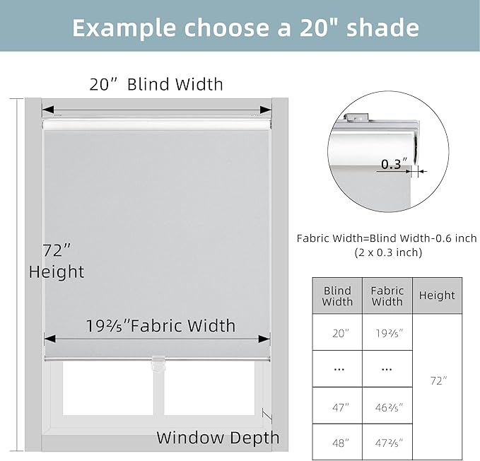 ChrisDowa Cordless Free-Stop 100% Blackout Blinds for Windows, Roller Windows Shades with Thermal Insulated, UV Protection Fabric for Living Room, Office and Home. Easy to Install.Grey,31" W X 72" H