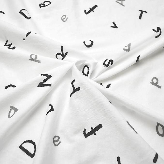 American Baby Company 15" x 33" Fitted Bassinet Sheet, 100% Natural Cotton Jersey Knit, Gray/Alphabet, Soft Breathable, for Boys and Girls, 15x33 Inch Pack of 2