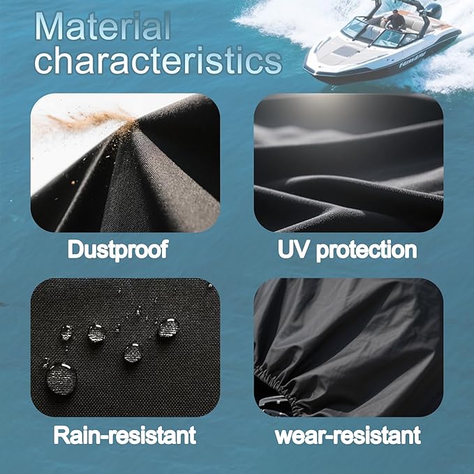 Waterproof Outboard Boat Motor Cover for 250-300HP 102.4 inch C * 90.6 inch H Heavy Duty Fade-Resistant Universal Fit Engine Protection